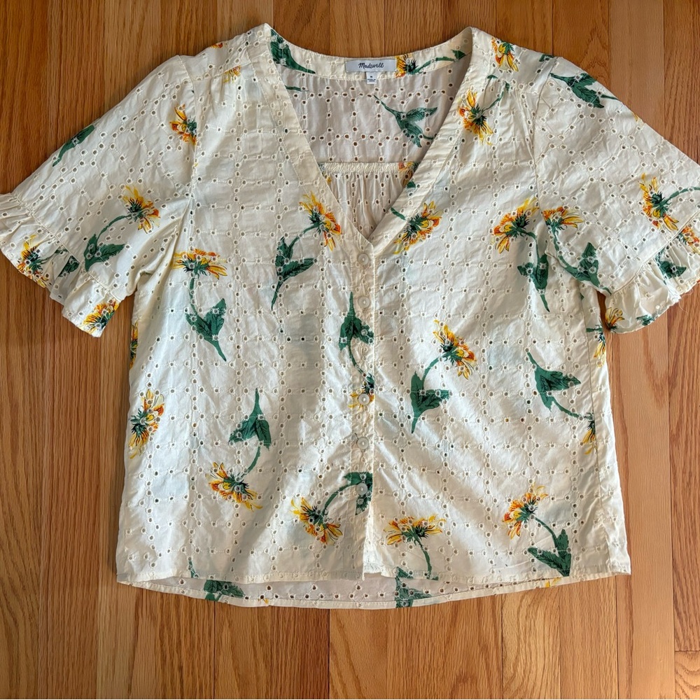Madewell Cotton Eyelet Blouse Sz Med